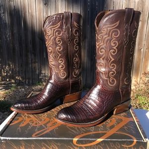 Lucchese Men’s Genuine Ultra Belly Crocodile Barrel Brown Boots (10.5 D)